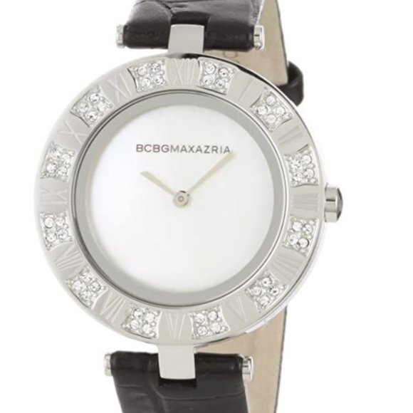BCBG MAXAZRIA Pearl Dial Crystalized Leather Watch - Picture 1 of 3